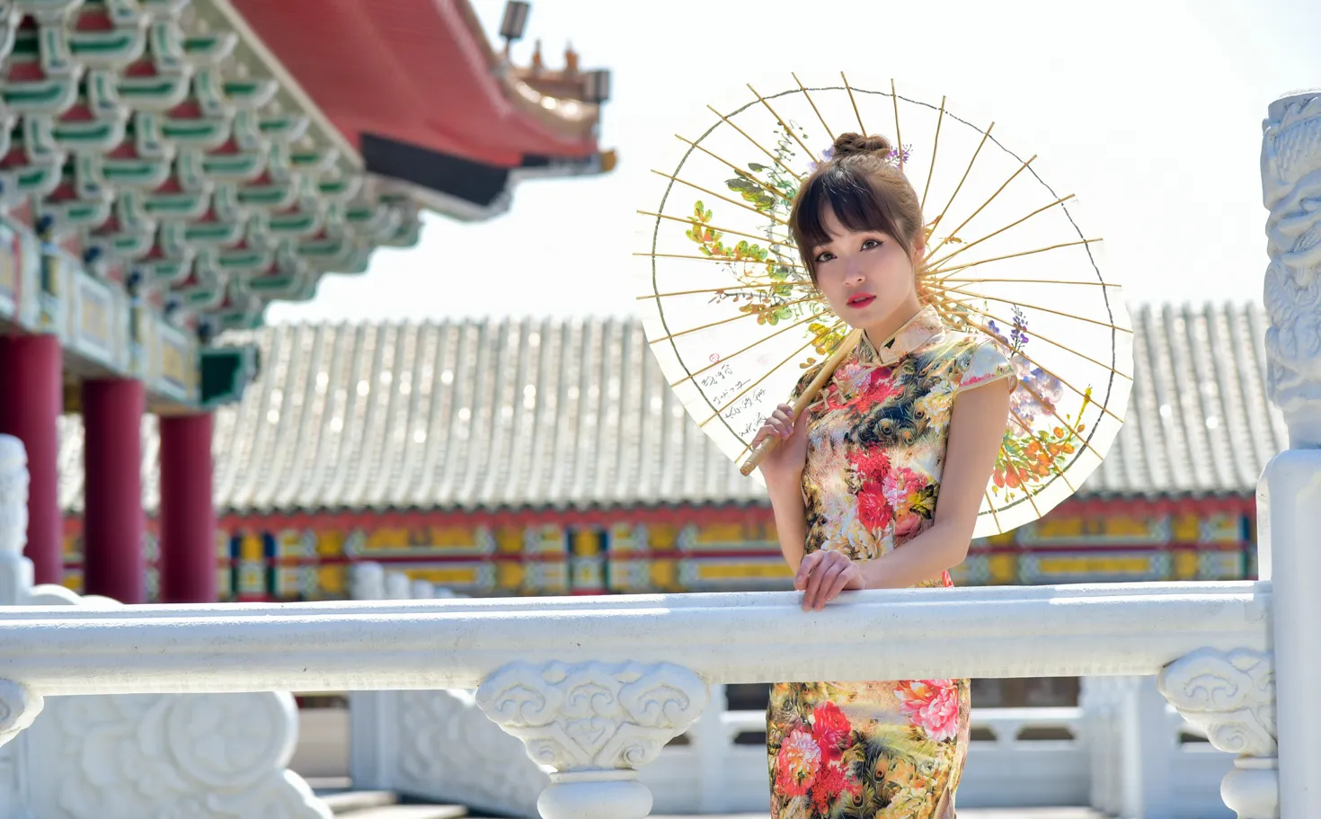 [Mzsock] NO.189 Miao Wanyu floral short cheongsam with high heels and beautiful legs street photography#[68P]-15