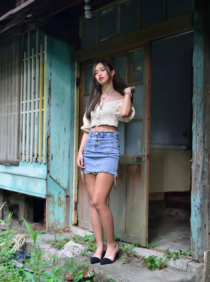 [Mzsock] NO.203 Xu Xiaozhen denim short skirt, high heels and beautiful legs street photography#[73P]-5